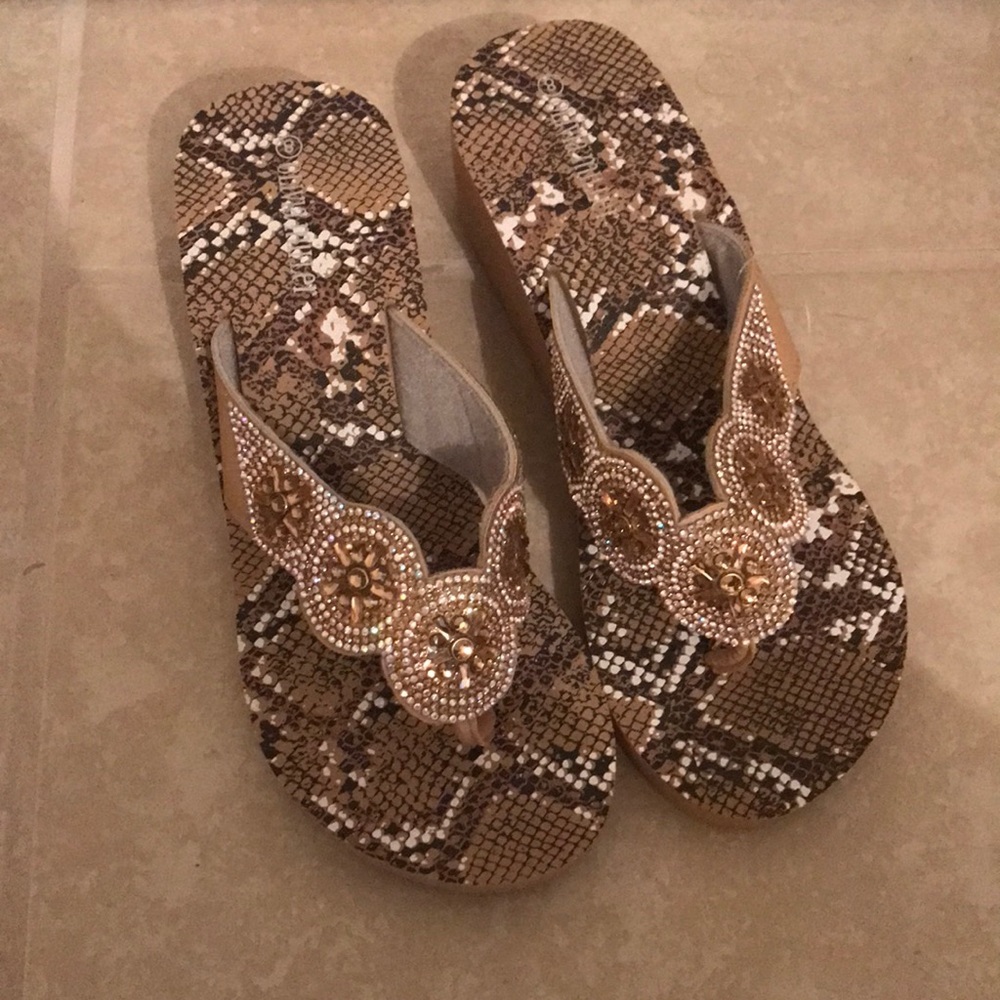 Snakeskin Wedge Flipflops